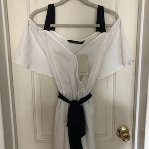 ZARA White Shorts Romper / Off The Shoulder